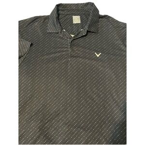 CALLAWAY OPTI-DRI PERFORMANCE POLO SHIRT XL ALL OVER GOLF CLUB LOGO PRINT BLACK